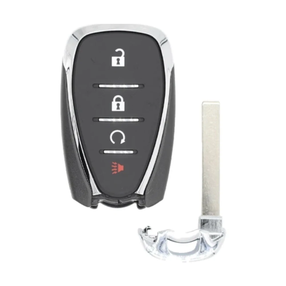 Chevrolet four-button smart key fob with its emergency key blade removed