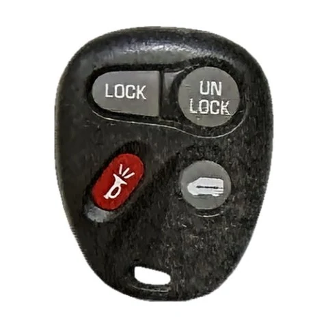 GM four-button keyless-entry remote with lock, unlock, panic and liftgate buttons